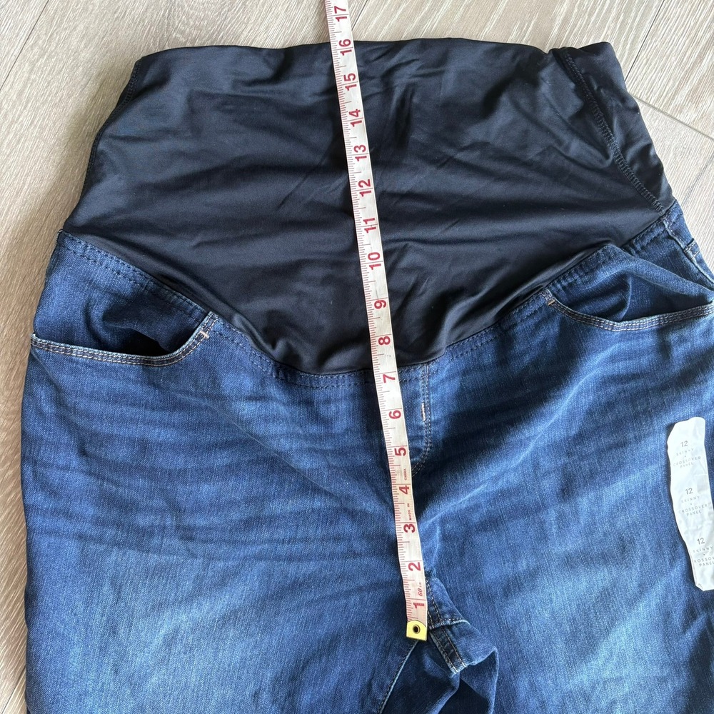 Isabel Maternity by Ingrid & Isabel Skinny Crossover Panel Jeans Dark Wash 12 - Picture 7 of 15